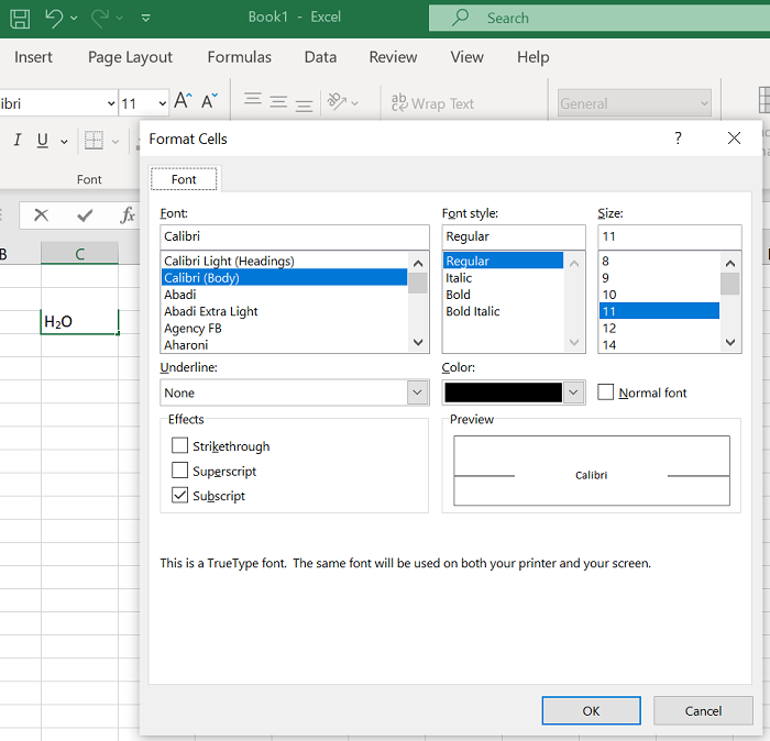 Cách thêm chỉ số trên hoặc chỉ số dưới trong Microsoft Excel