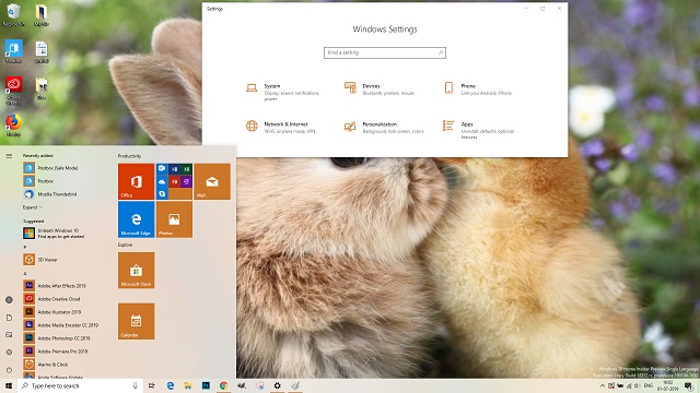 Chủ đề Gà và thỏ đáng yêu dành cho Windows 10